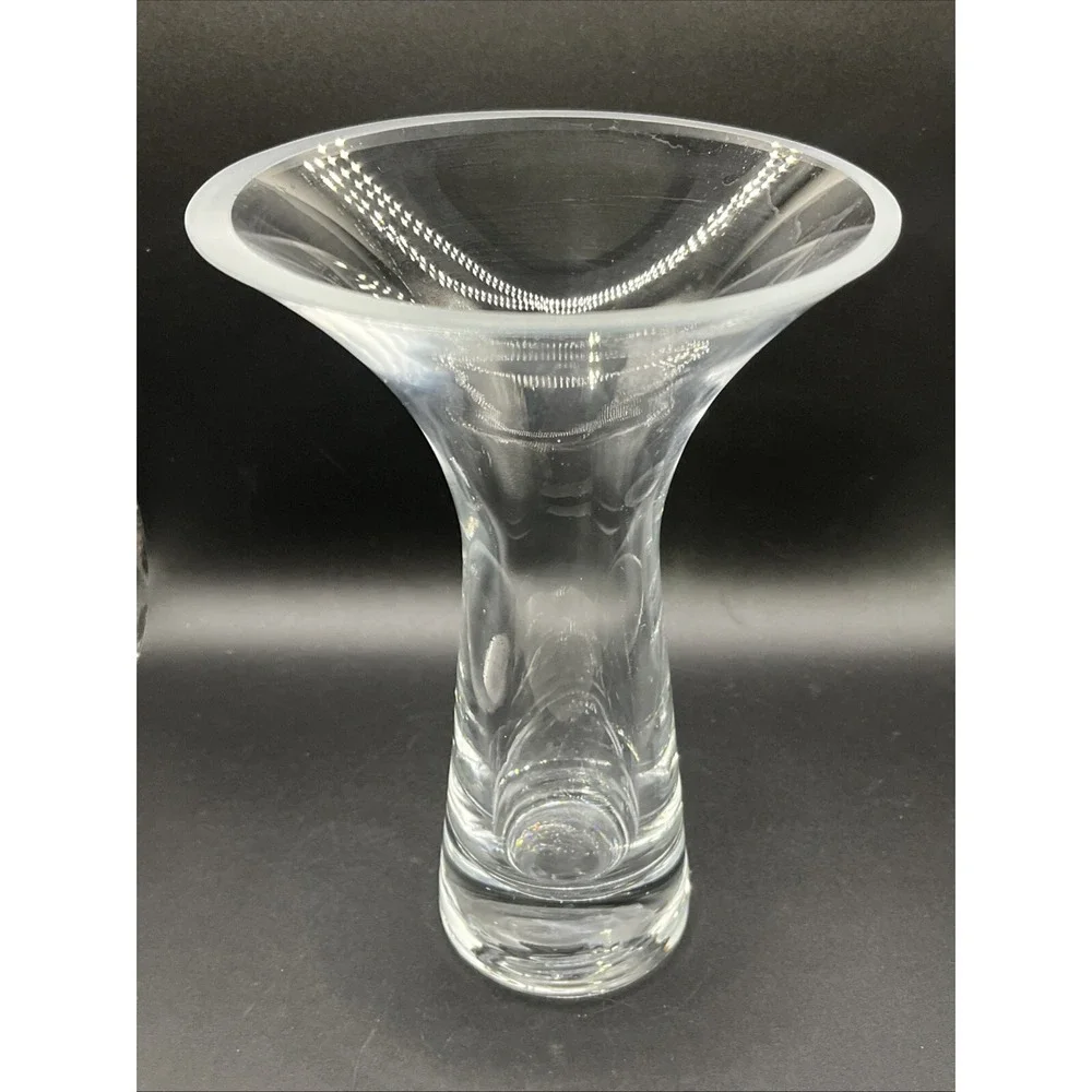 Vtg. Unique Krosno Bubble Base Flared Glass Flower Vase - Made In Poland - MCM‎